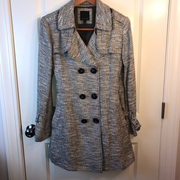 The Limited Jackets & Blazers - Classic Trench Coat black/white tweed lined sz L